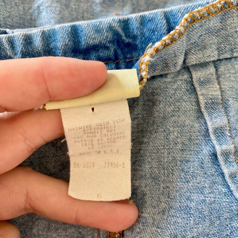 Vivaldi Paper Tag Made in USA Early 2000's Light Blue Jean Denim Wrap Mini Skirt - Picture 7 of 7